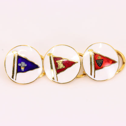 Vintage 9ct Halmarked Gold Benzie Royal Yacht Club Cufflinks Dress Studs Boxed