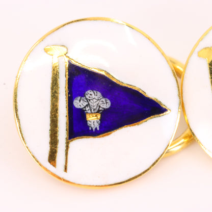 Vintage 9ct Halmarked Gold Benzie Royal Yacht Club Cufflinks Dress Studs Boxed