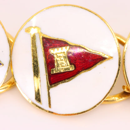 Vintage 9ct Halmarked Gold Benzie Royal Yacht Club Cufflinks Dress Studs Boxed