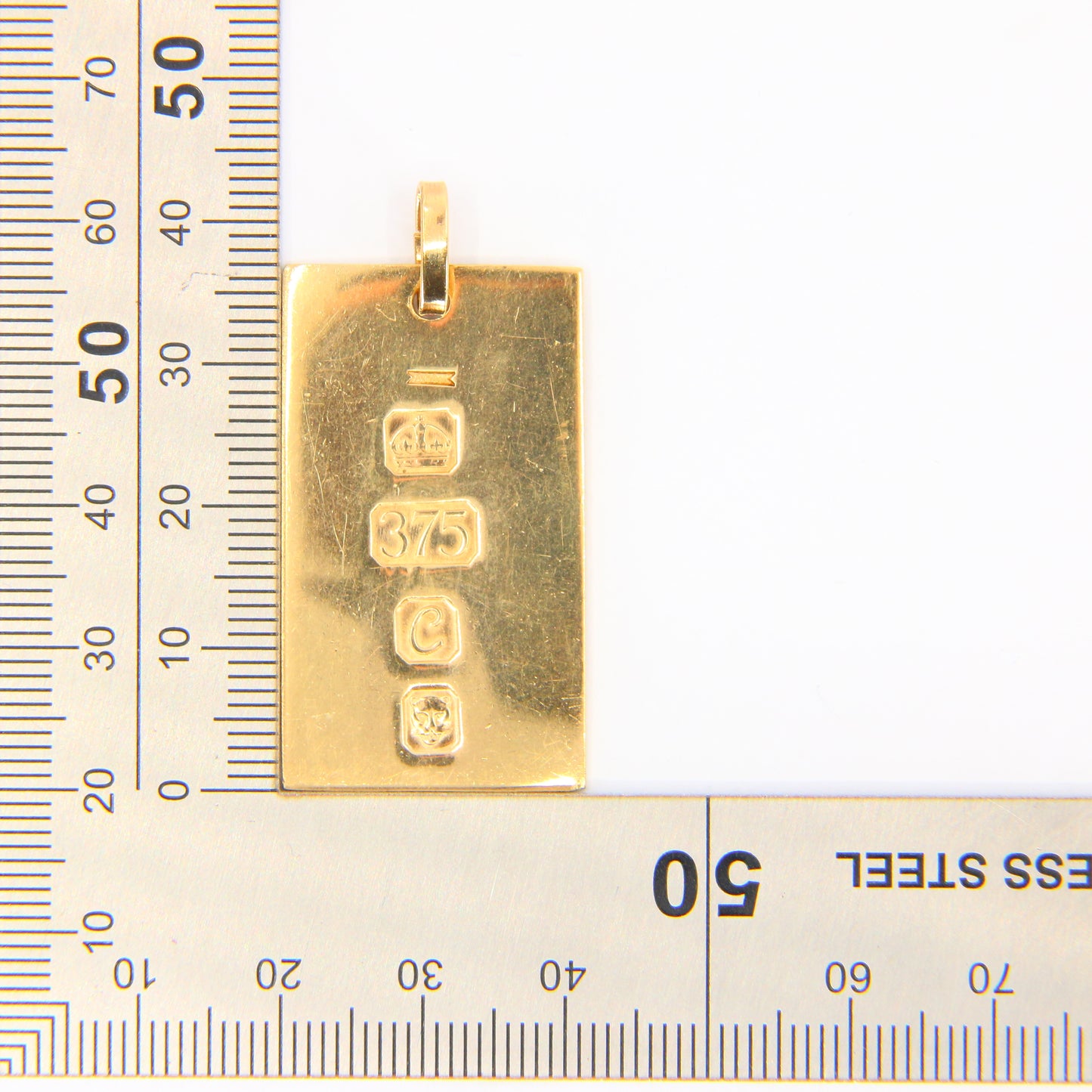 Vintage 9ct Ingot Pendant Gold Hallmarked London 1977 Solid Gold