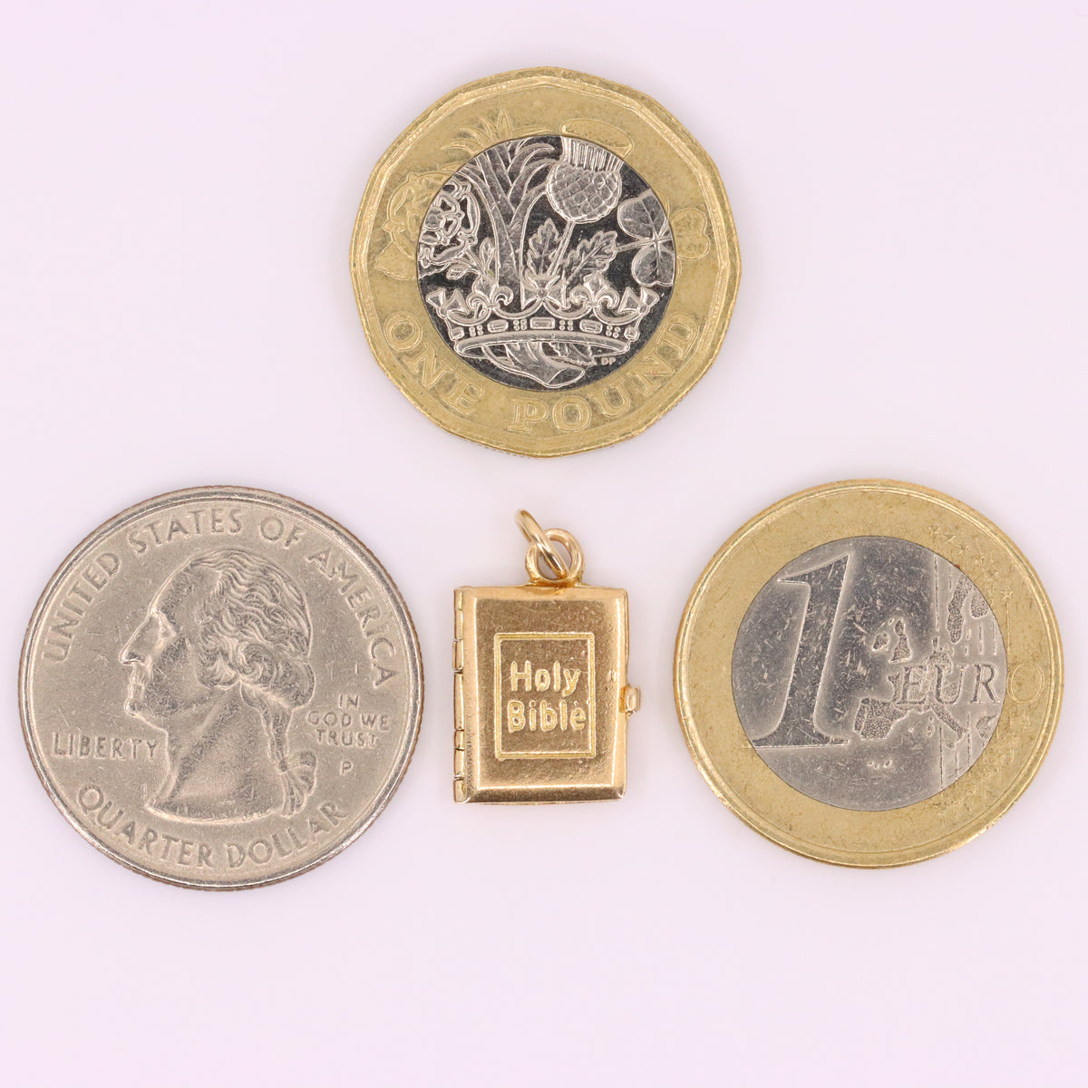 Vintage 9ct Hallmarked Gold Holy Bible Opening Book Charm Pendant Scripture Gift