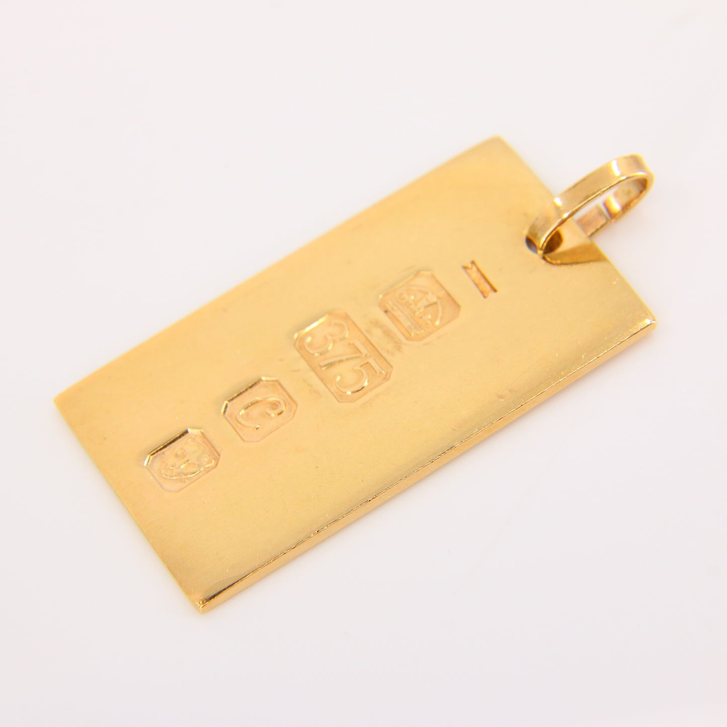 Vintage 9ct Ingot Pendant Gold Hallmarked London 1977 Solid Gold