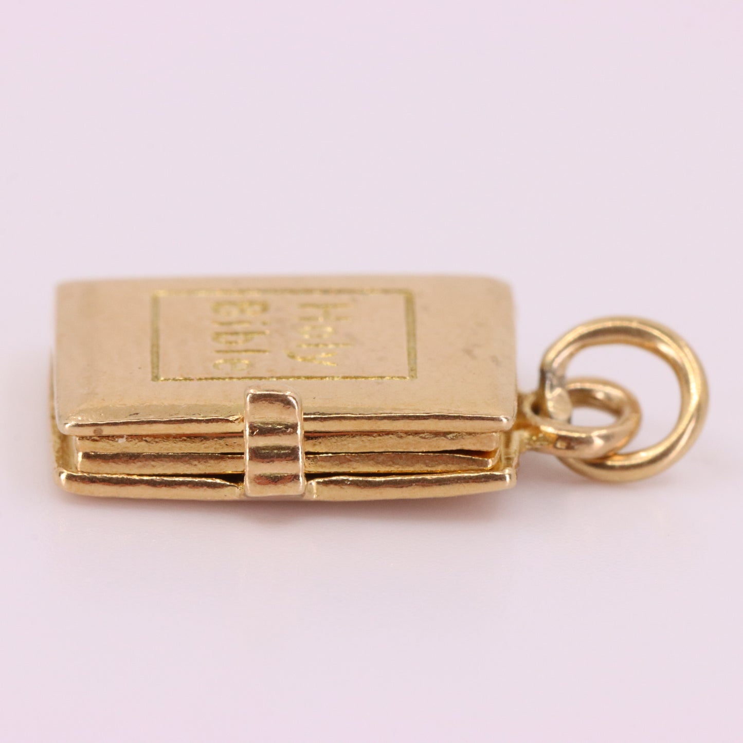 Vintage 9ct Hallmarked Gold Holy Bible Opening Book Charm Pendant Scripture Gift