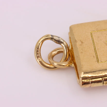 Vintage 9ct Hallmarked Gold Holy Bible Opening Book Charm Pendant Scripture Gift