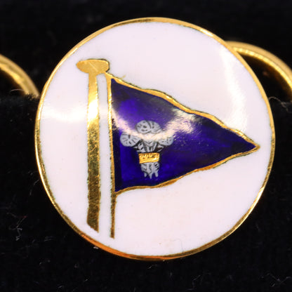 Vintage 9ct Halmarked Gold Benzie Royal Yacht Club Cufflinks Dress Studs Boxed