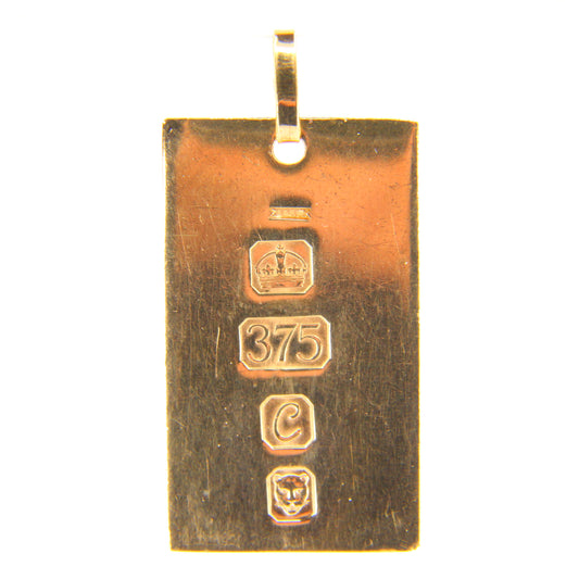 Vintage 9ct Ingot Pendant Gold Hallmarked London 1977 Solid Gold