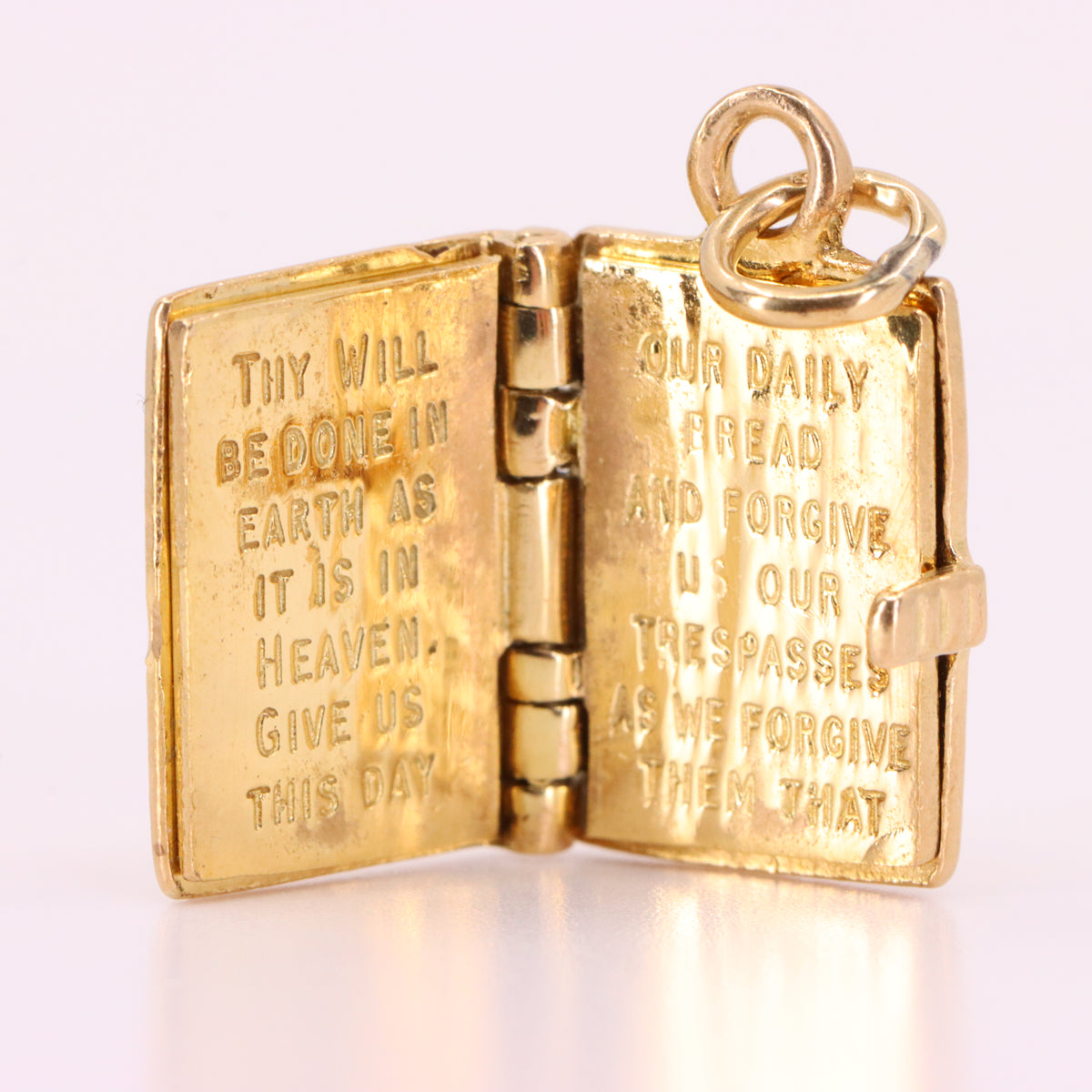 Vintage 9ct Hallmarked Gold Holy Bible Opening Book Charm Pendant Scripture Gift