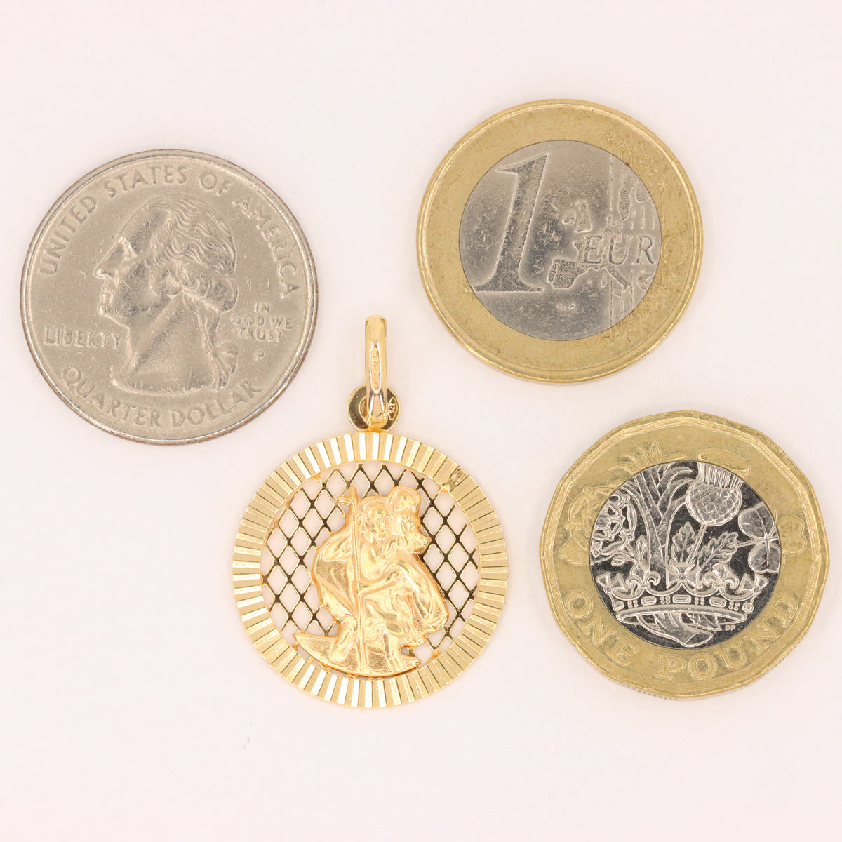 Vintage 9ct Hallmarked Yellow Gold UNOAERRE St Christopher Travel Pendant Charm