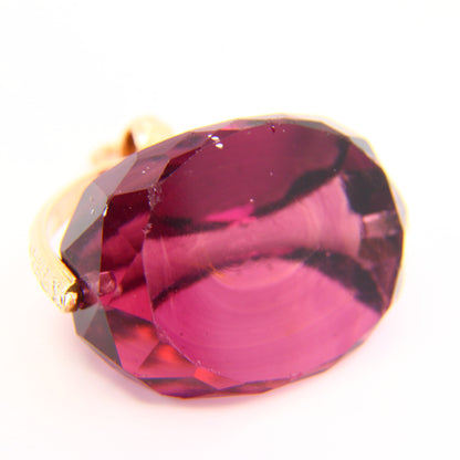 Vintage 9ct Purple Glass Spinner Pendant – Yellow Gold Fob Charm