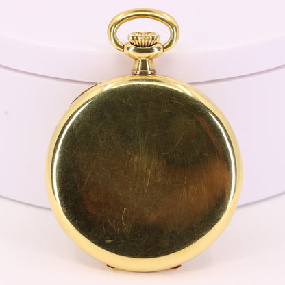 Vintage 18ct Gold Longines Open Face Pocket Watch 45mm Slim Case Swiss Movement