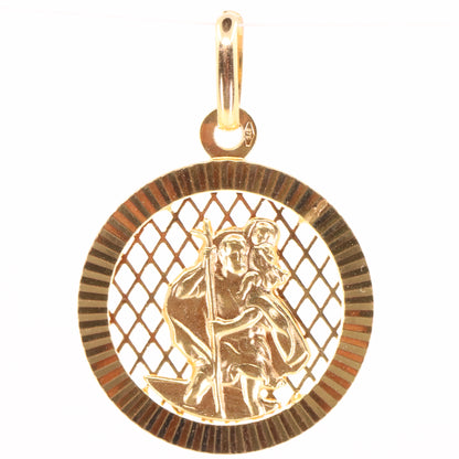 Vintage 9ct Hallmarked Yellow Gold UNOAERRE St Christopher Travel Pendant Charm