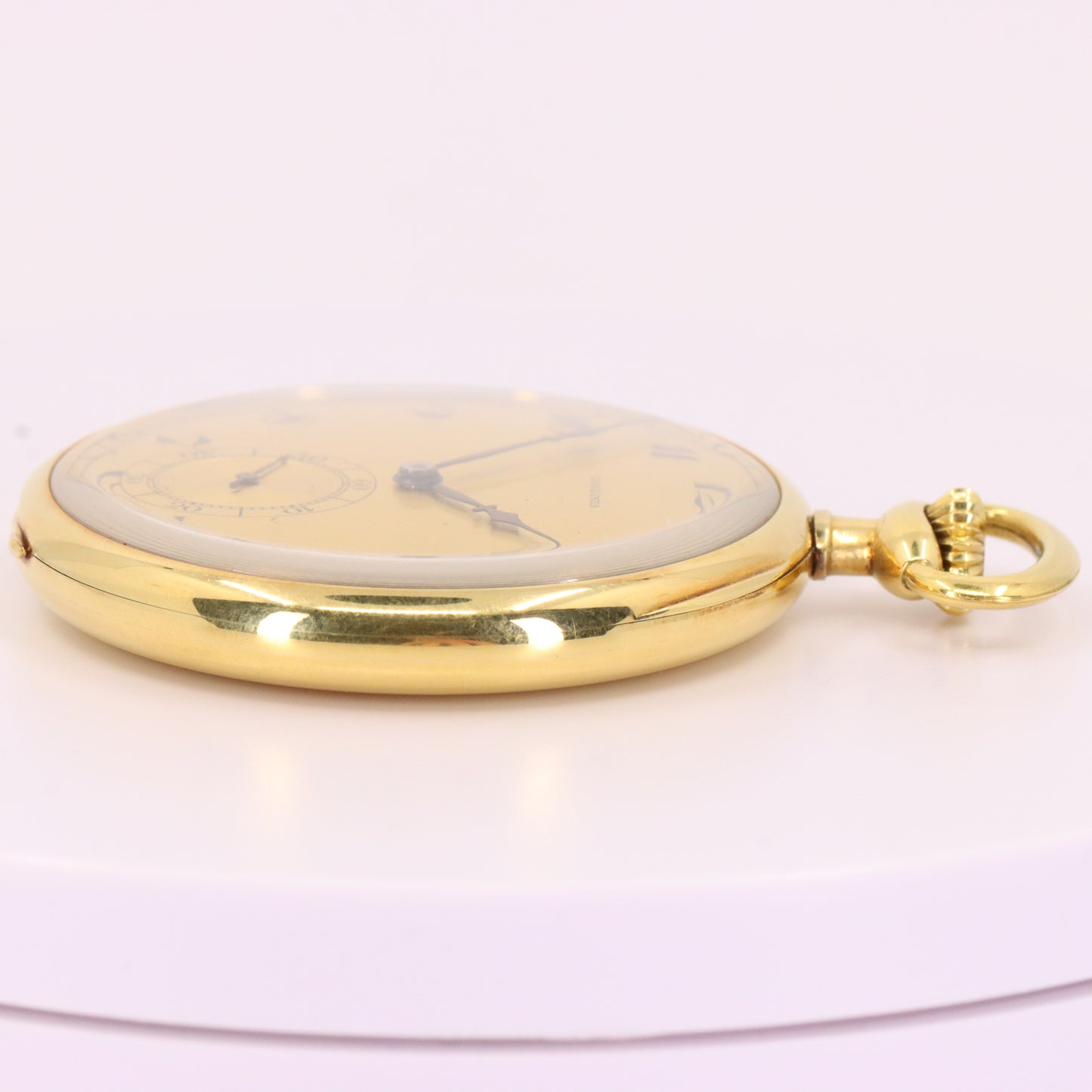 Vintage 18ct Gold Longines Open Face Pocket Watch 45mm Slim Case Swiss Movement