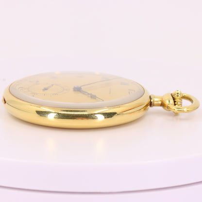 Vintage 18ct Gold Longines Open Face Pocket Watch 45mm Slim Case Swiss Movement