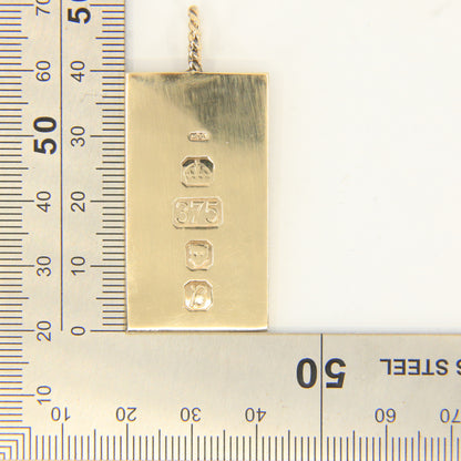 Vintage 9ct Hallmarked Solid Gold Ingot Pendant London 1976 Gift