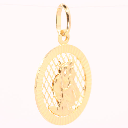 Vintage 9ct Hallmarked Yellow Gold UNOAERRE St Christopher Travel Pendant Charm