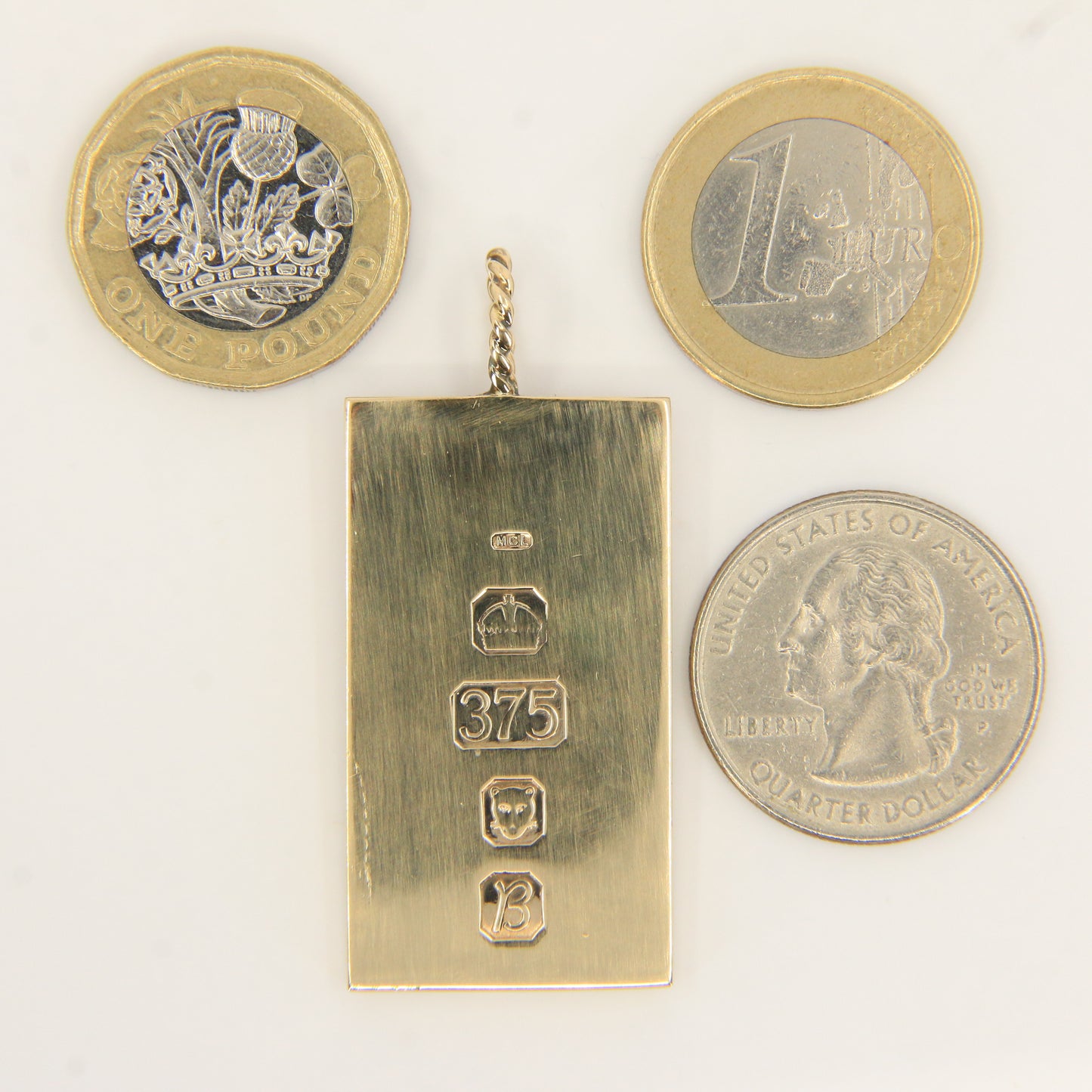 Vintage 9ct Hallmarked Solid Gold Ingot Pendant London 1976 Gift