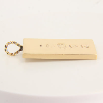 Vintage 9ct Hallmarked Solid Gold Ingot Pendant London 1976 Gift