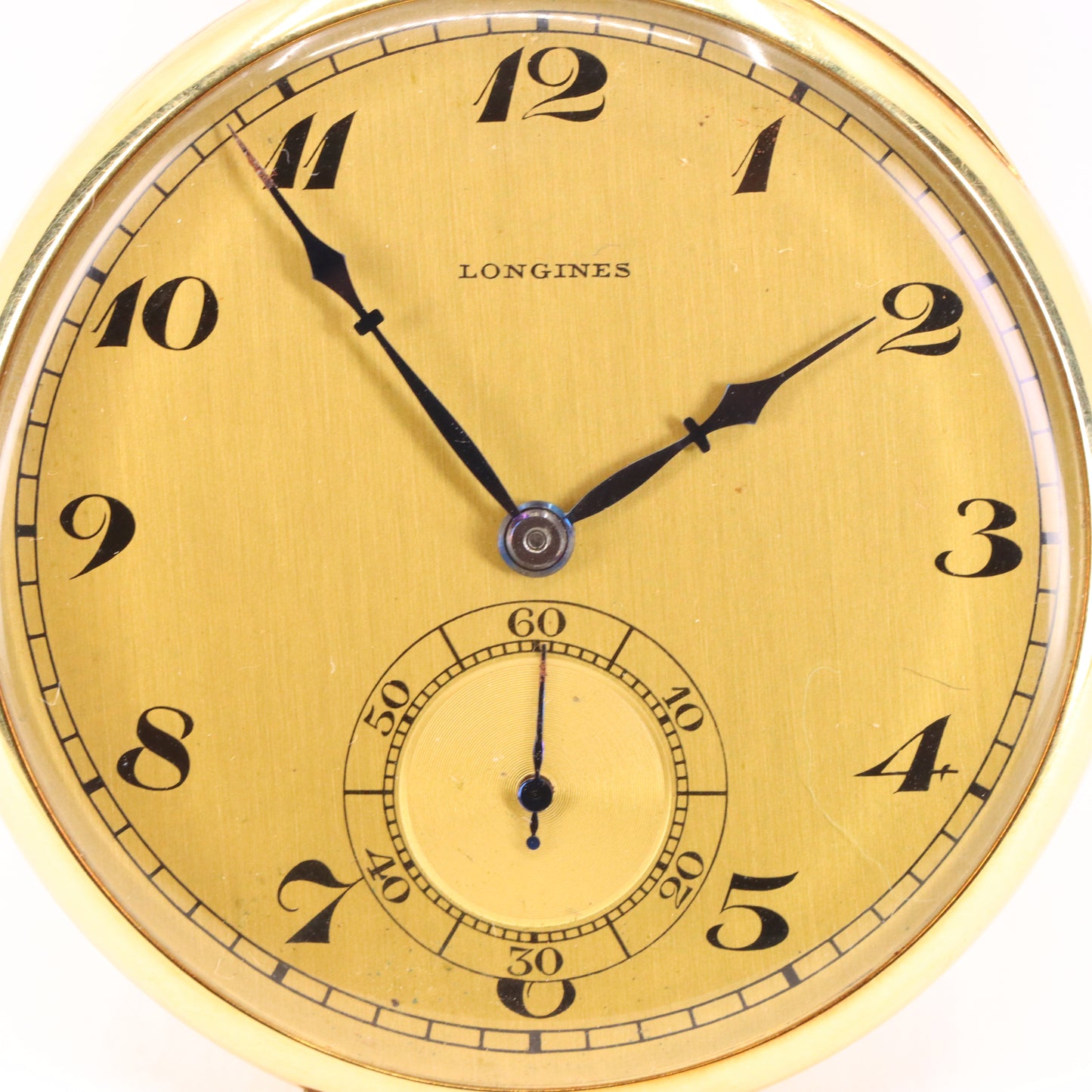 Vintage 18ct Gold Longines Open Face Pocket Watch 45mm Slim Case Swiss Movement