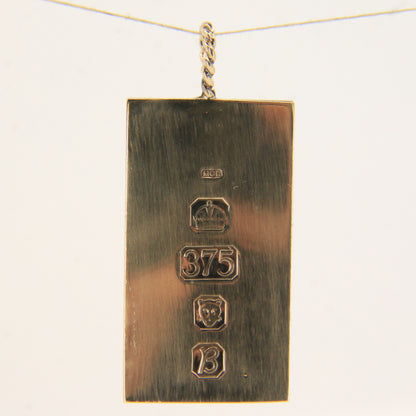 Vintage 9ct Hallmarked Solid Gold Ingot Pendant London 1976 Gift