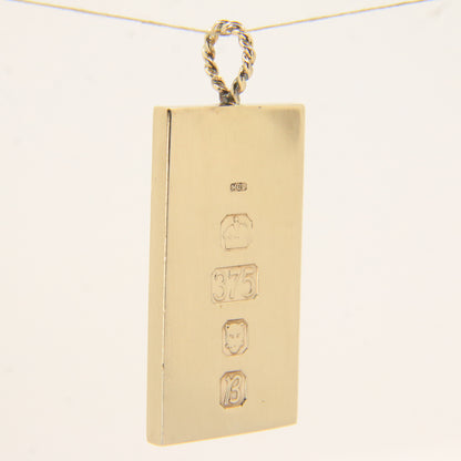 Vintage 9ct Hallmarked Solid Gold Ingot Pendant London 1976 Gift
