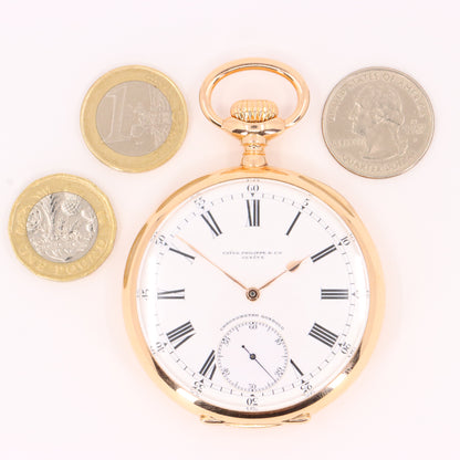 Antique 18ct Gold Patek Philippe Genève Chronometro Gondolo Pocket Watch 55.5mm
