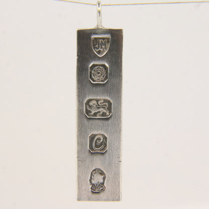 Vintage Sterling Silver Ingot Pendant Hallmarked Sheffield 1977 Jubilee Edition