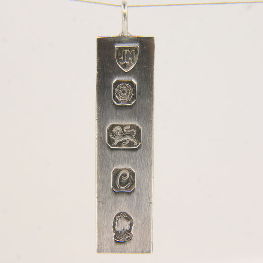 Vintage Sterling Silver Ingot Pendant Hallmarked Sheffield 1977 Jubilee Edition