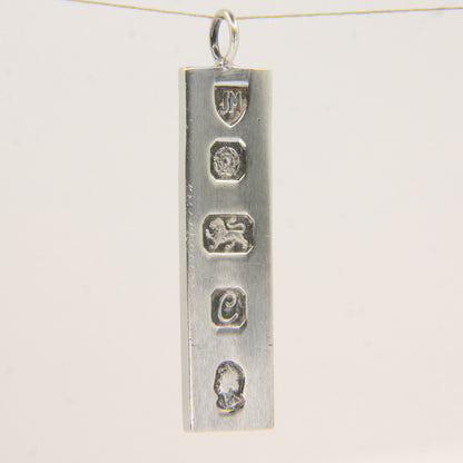 Vintage Sterling Silver Ingot Pendant Hallmarked Sheffield 1977 Jubilee Edition