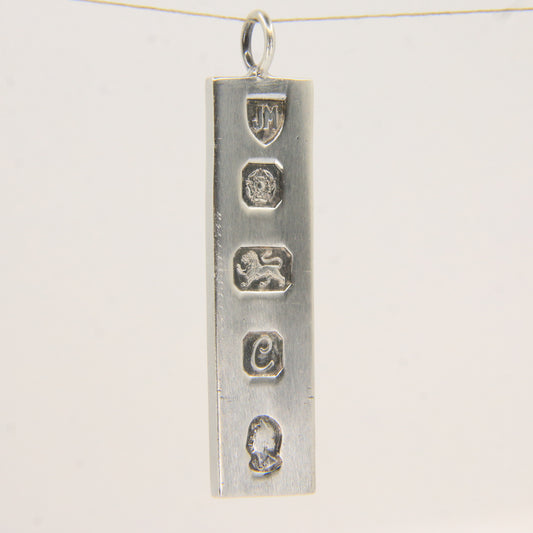Vintage Sterling Silver Ingot Pendant Hallmarked Sheffield 1977 Jubilee Edition