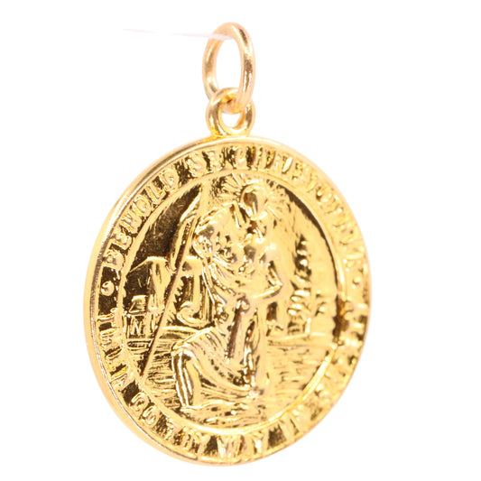 Vintage 9ct Hallmarked Gold St Christopher Saint Travel Pendant Charm Gift Lucky