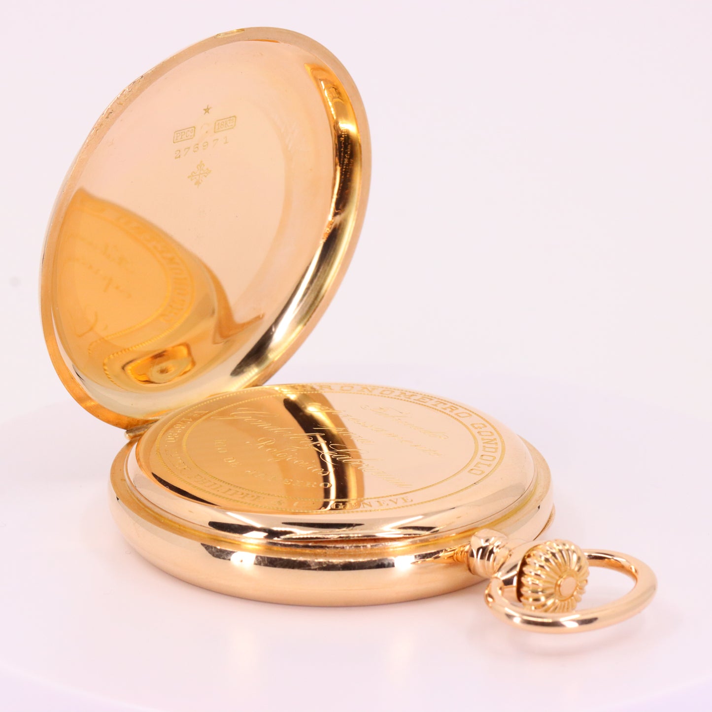 Antique 18ct Gold Patek Philippe Genève Chronometro Gondolo Pocket Watch 55.5mm