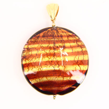 Vintage 9ct Gold Italian Murano Glass Pendant Glitterball Charm