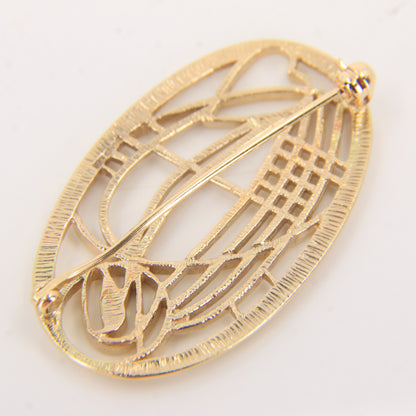 Vintage 9ct Hallmarked Gold Rennie Mackintosh Brooch Yellow Gold Boxed Gift