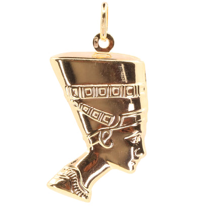 Vintage 9ct Hallmarked Gold Unoaerre Nefertiti Egyptian Queen Pharaoh Pendant