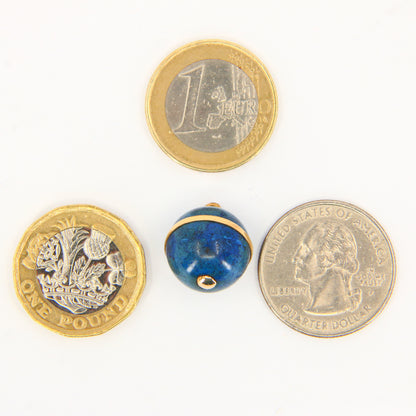 Vintage Lapis Lazuli Ball Pendant 18k & 9k Yellow Gold Mounted Sphere Charm