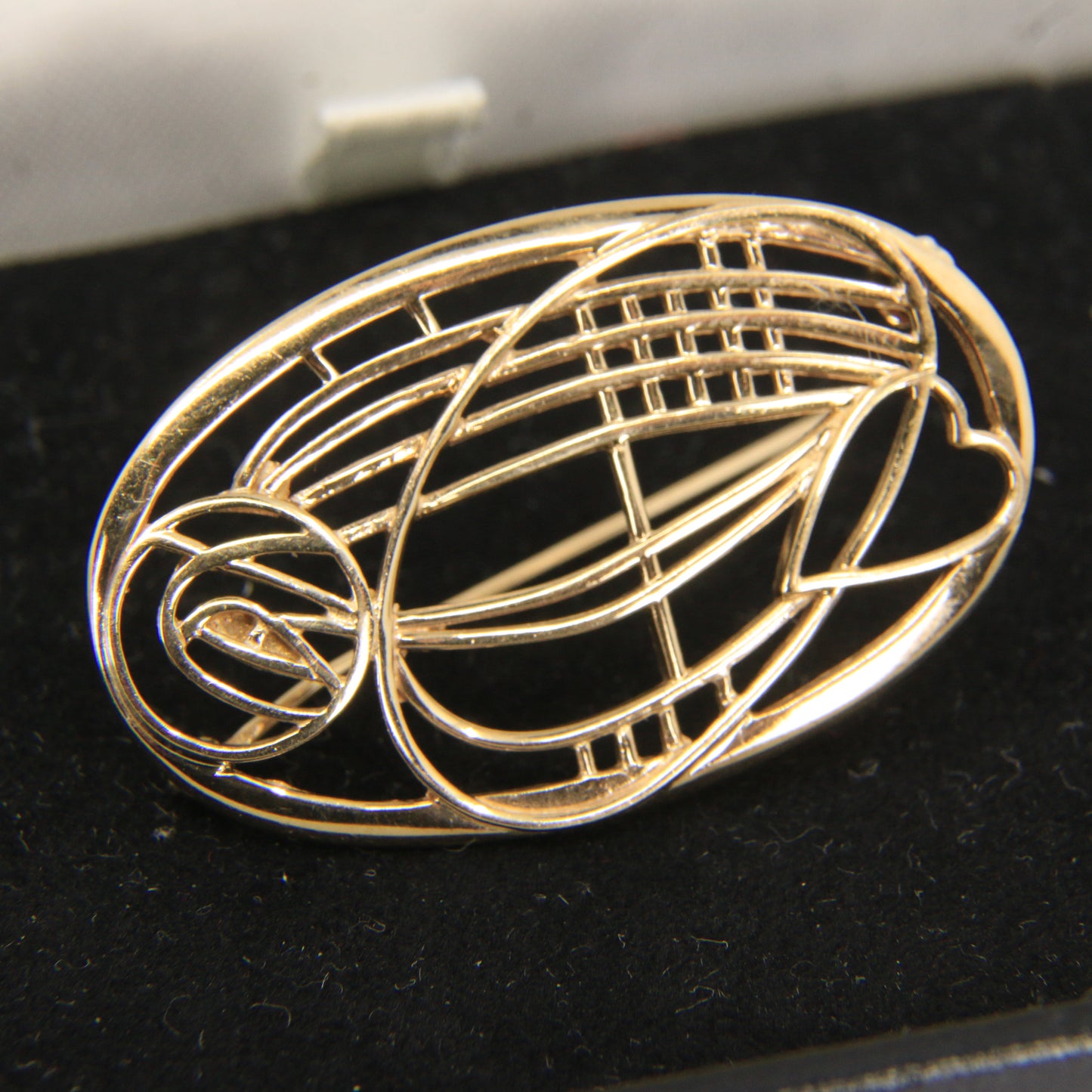 Vintage 9ct Hallmarked Gold Rennie Mackintosh Brooch Yellow Gold Boxed Gift