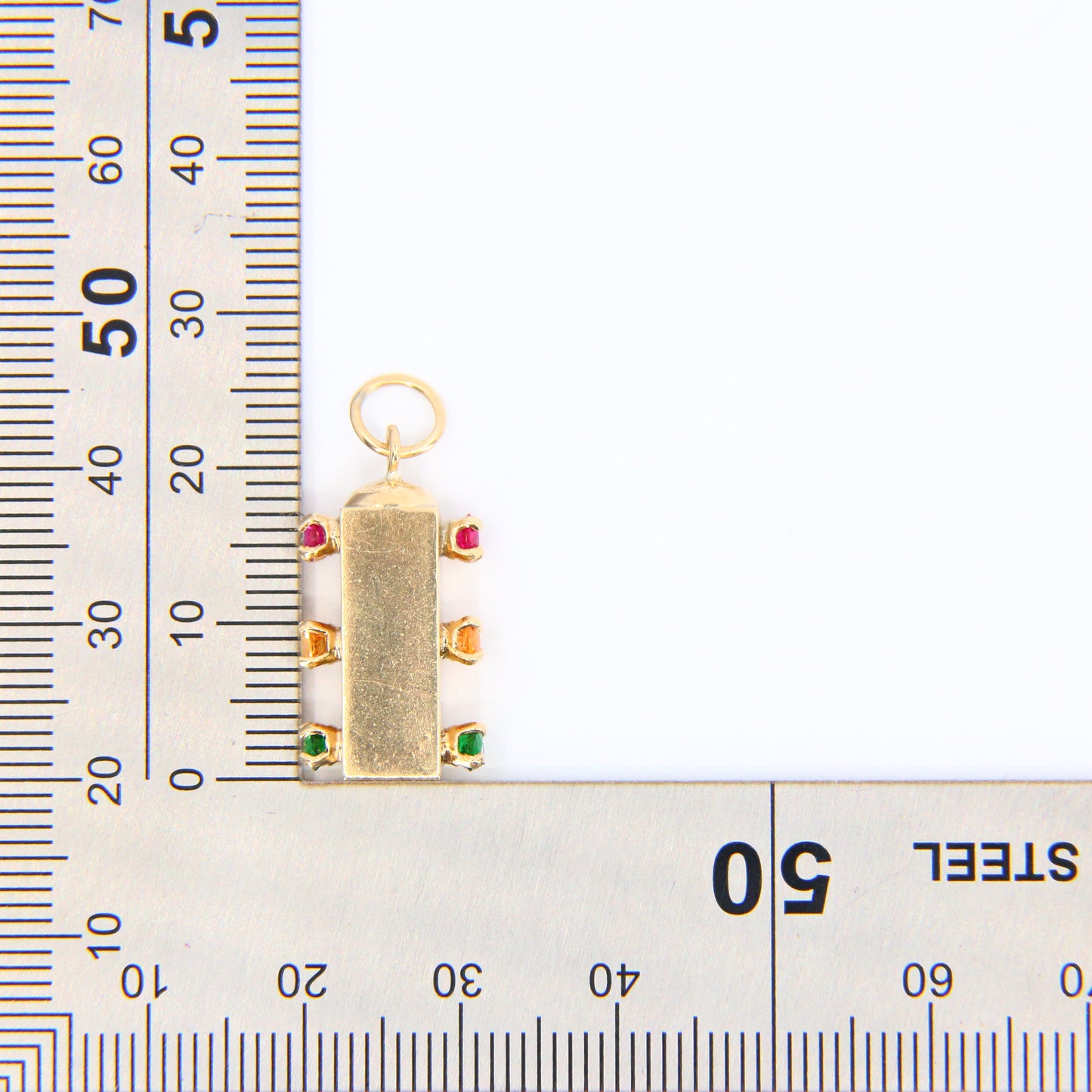 Vintage 9ct Traffic Light Lantern Gold Charm Hallmarked Gem Set Yellow Gold Pendant