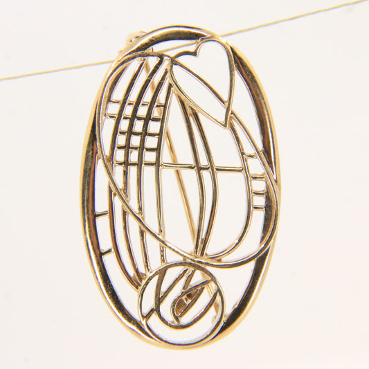 Vintage 9ct Hallmarked Gold Rennie Mackintosh Brooch Yellow Gold Boxed Gift