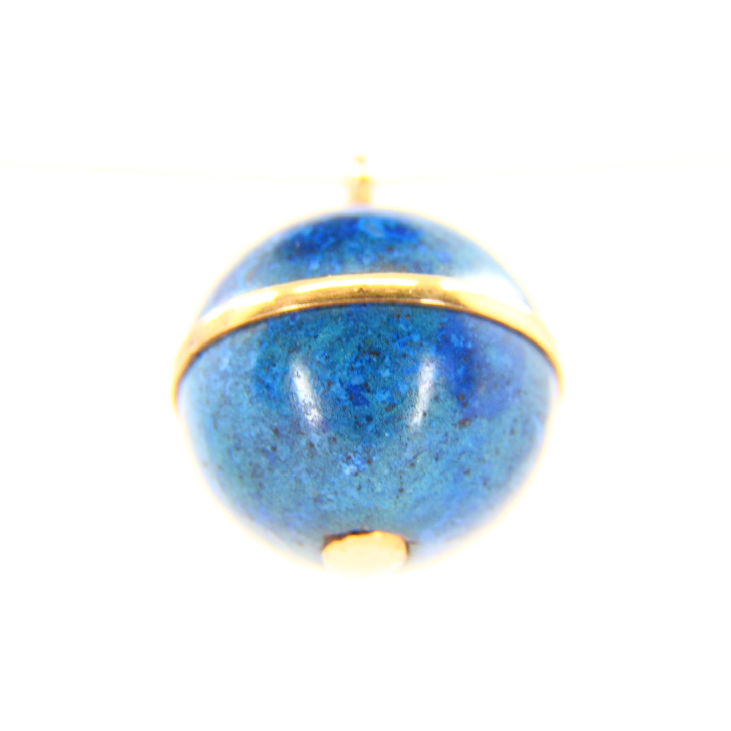 Vintage Lapis Lazuli Ball Pendant 18k & 9k Yellow Gold Mounted Sphere Charm
