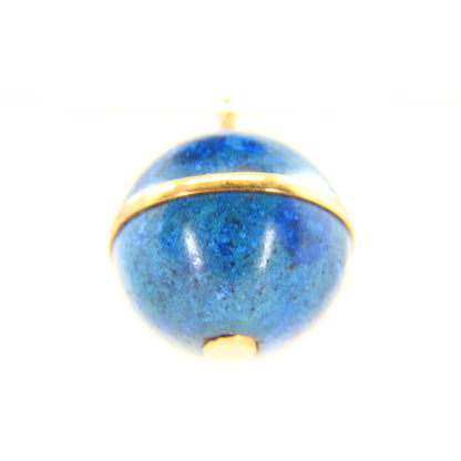 Vintage Lapis Lazuli Ball Pendant 18k & 9k Yellow Gold Mounted Sphere Charm