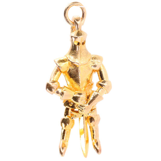 Vintage 9ct Hallmarked Gold Articulated Medieval Knight Sir Lancelot Sword Charm