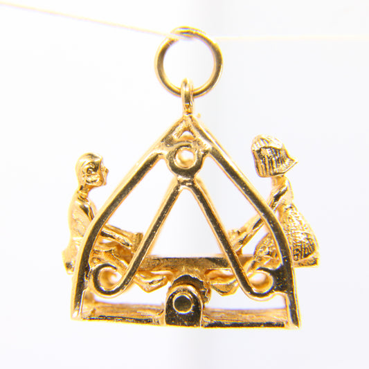 Vintage 9ct Love See Saw Charm Pendant Yellow Gold Hallmarked