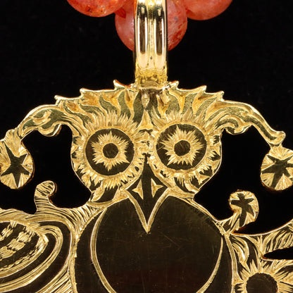 Malcolm Appleby 18ct Hallmarked Heraldic Owl Pendant Necklace Beaded Boxed