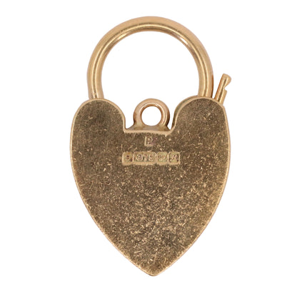 Vintage 9ct Yellow Gold Double Hallmarked Heart Padlock Charm Pendant Love Lock