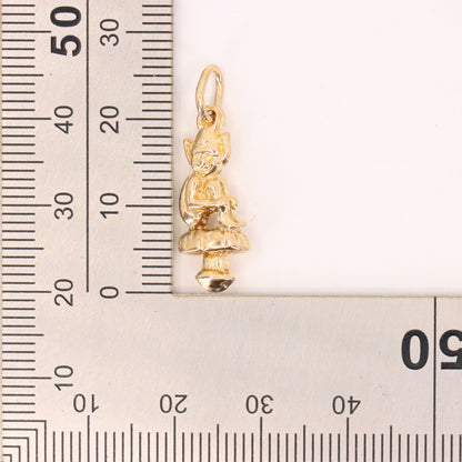 Vintage 9ct Gold Hallmarked Elf Sprite on Toadstool Mushroom Charm Pendant Gift