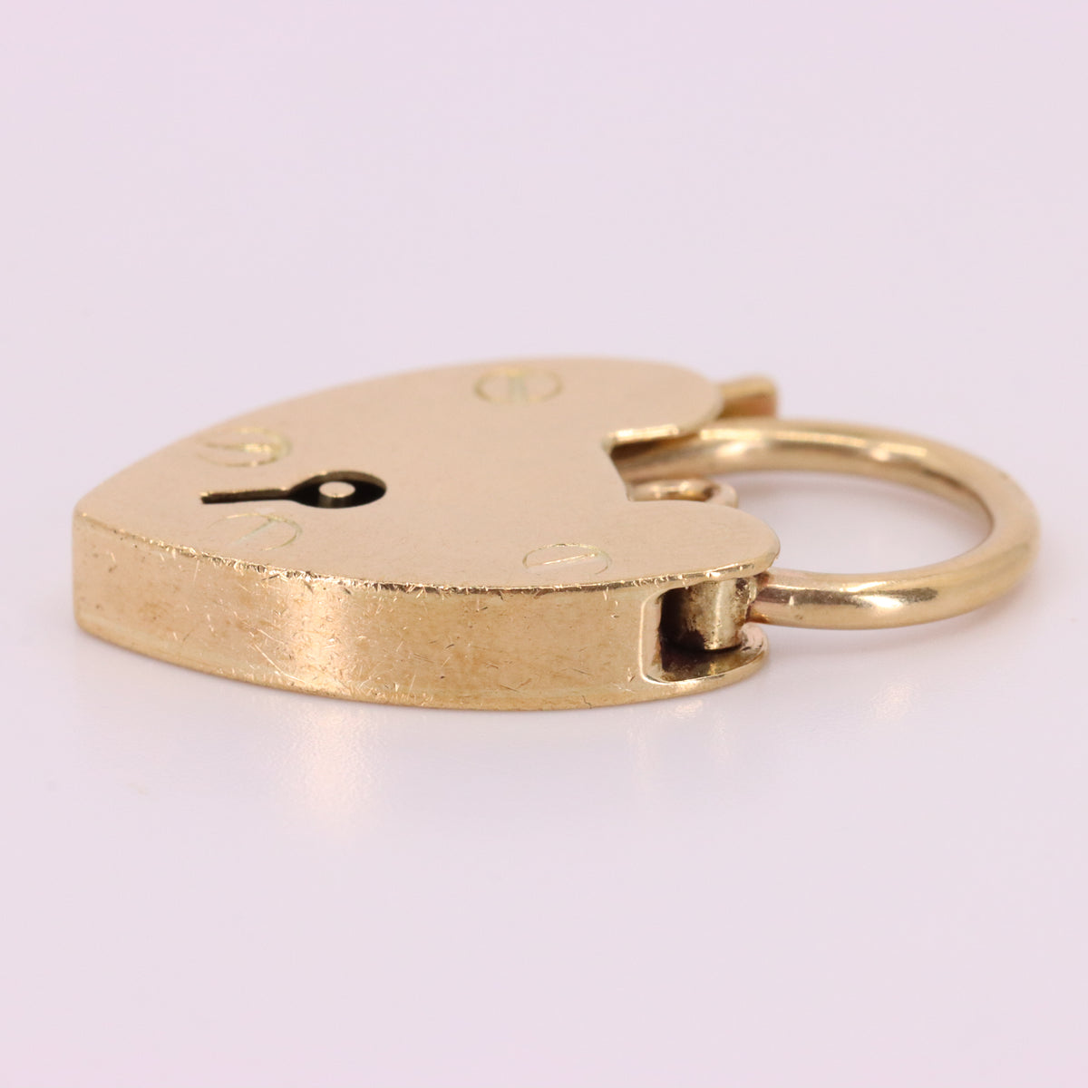 Vintage 9ct Yellow Gold Double Hallmarked Heart Padlock Charm Pendant Love Lock