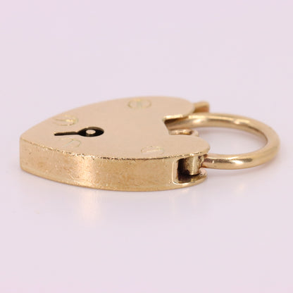 Vintage 9ct Yellow Gold Double Hallmarked Heart Padlock Charm Pendant Love Lock