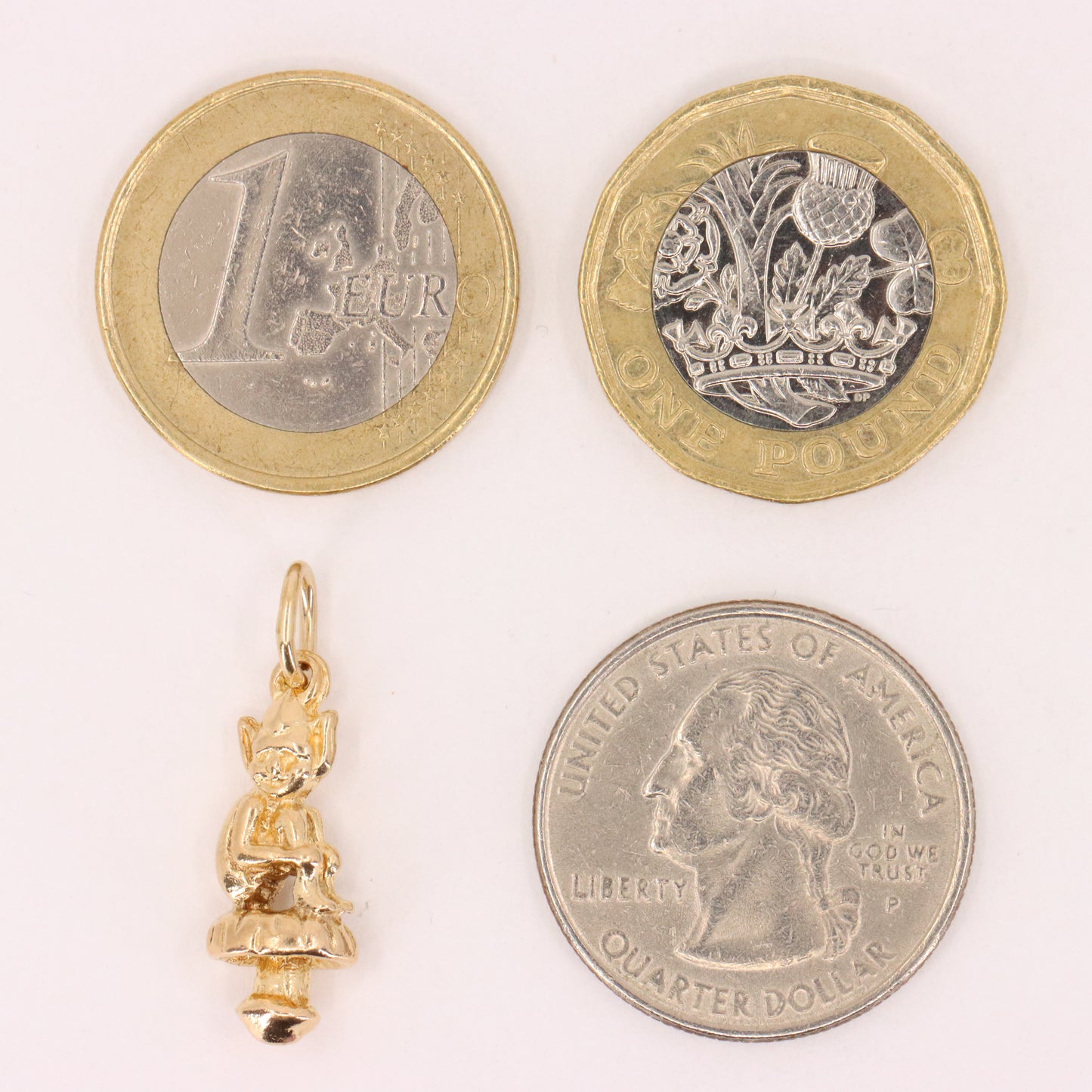 Vintage 9ct Gold Hallmarked Elf Sprite on Toadstool Mushroom Charm Pendant Gift