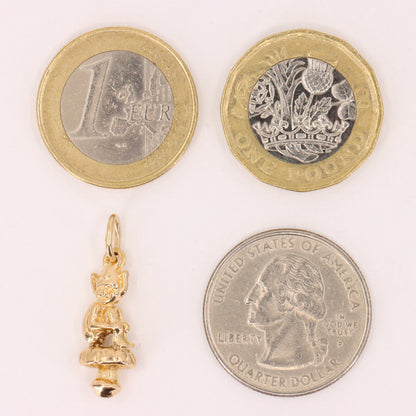 Vintage 9ct Gold Hallmarked Elf Sprite on Toadstool Mushroom Charm Pendant Gift