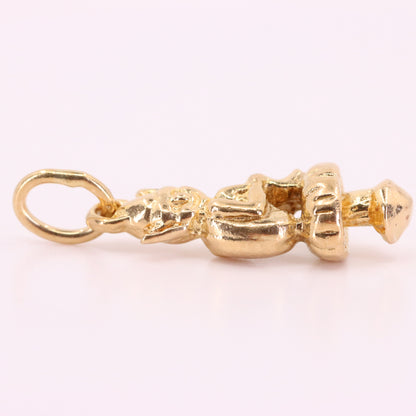 Vintage 9ct Gold Hallmarked Elf Sprite on Toadstool Mushroom Charm Pendant Gift